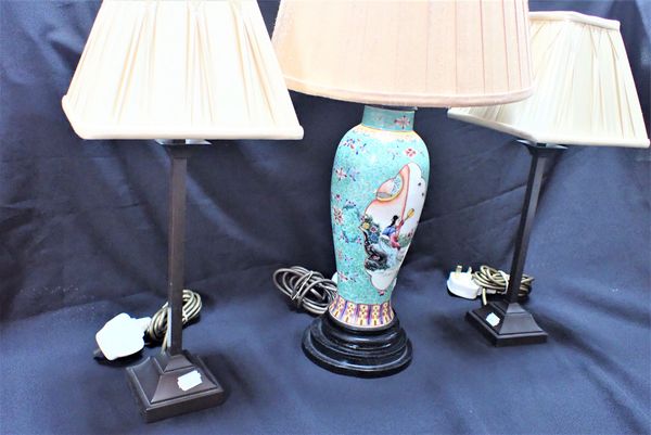 A TABLE LAMP MADE FROM A CANTONESE VASE