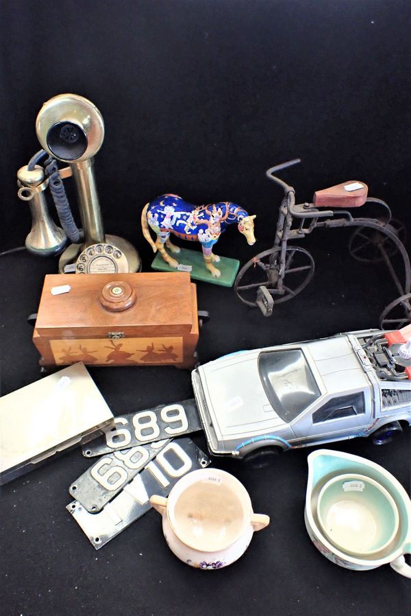 A REPRODUCTION BRASS 'CANDLESTICK' TELEPHONE