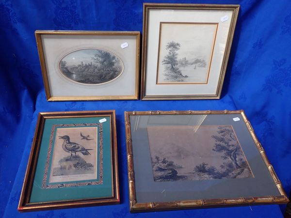 TWO 19th CENTURY DRAWINGS OF LANDSCAPES WITH RUINED CASTLES