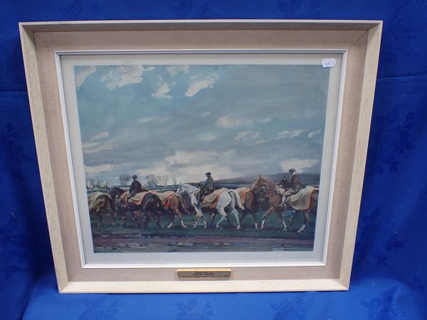 ALFRED MUNNINGS; 'THE BELVIR HUNT HORSES EXERCISE' PRINT