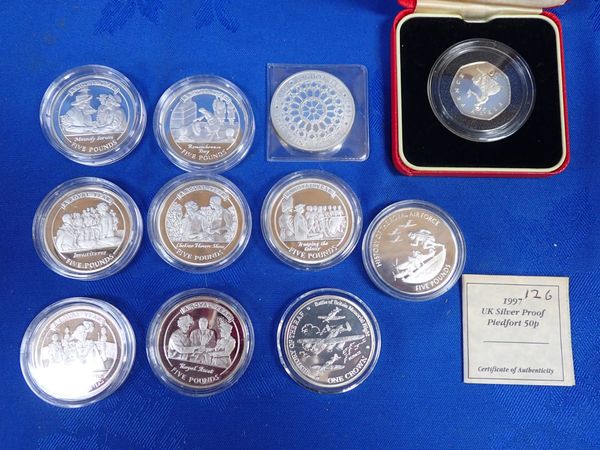 SEVEN ROYAL YEAR GILBRALTAR  £5 SILVER PROOF COINS