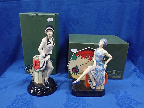 A KEVIN FRANCIS 'THE CLARICE CLIFF CENTENARY FIGURINE' AND 'TEA WITH CLARICE CLIFF'