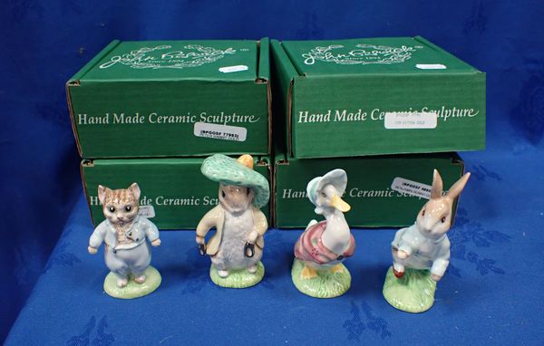 FOUR BESWICK GOLD BACK STAMPED BEATRIX POTTER FIGURINES