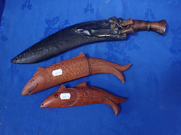 TWO NOVELTY FISH SHAPED KUKRIS