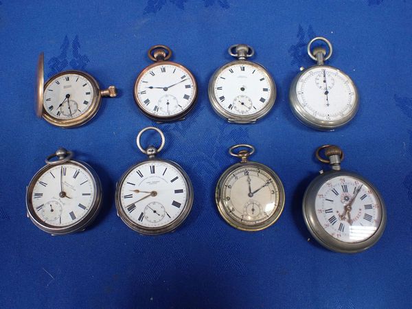 EIGHT LATE 19TH CENTURY/EARLY 20TH CENTURY POCKET WATCHES