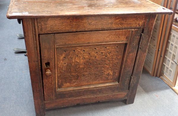 A 17TH CENTURY OAK CUPBOARD