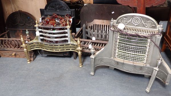 TWO IRON FIRE BASKETS WITH BUILT-IN BACKS