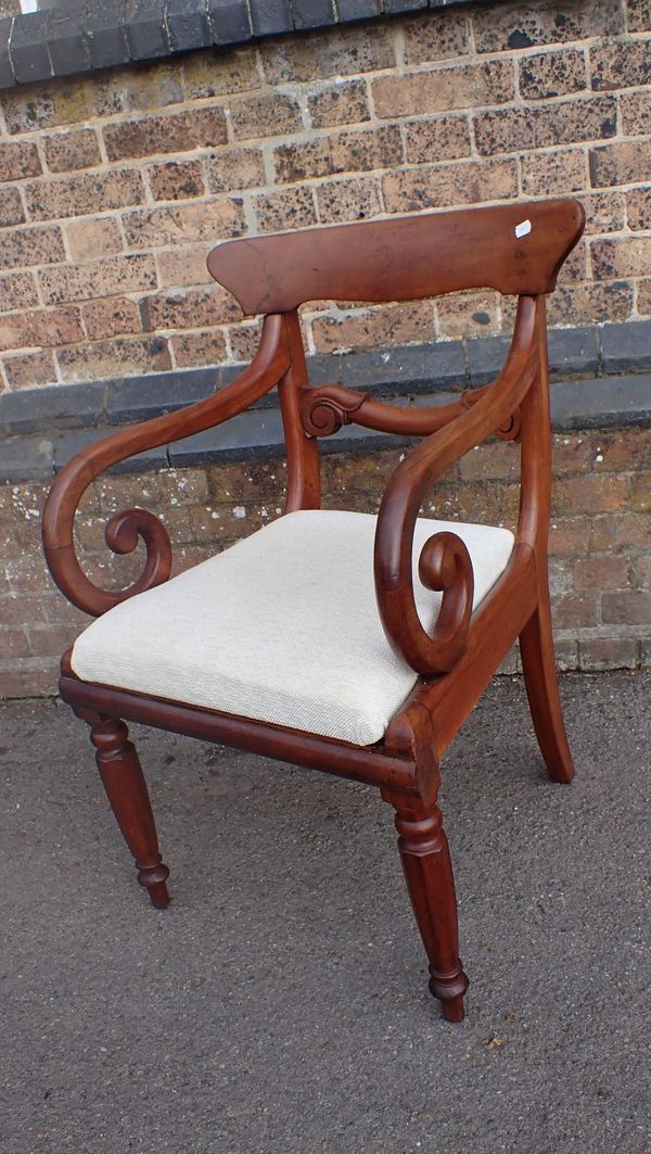 A VICTORIAN ARMCHAIR WITH A DROP-IN SEAT