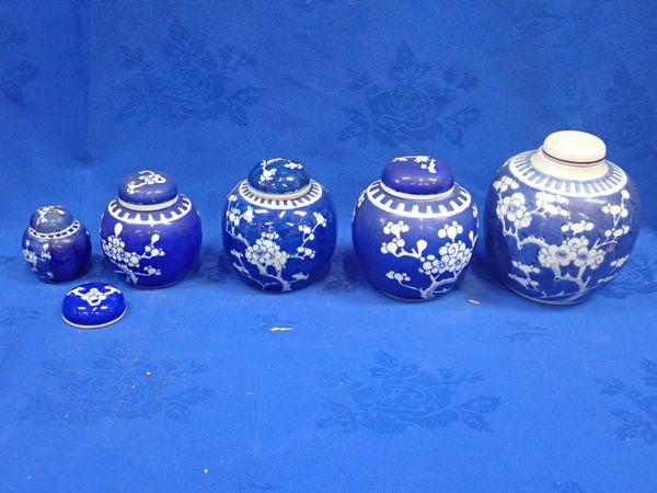 A COLLECTION OF CHINESE BLUE AND WHITE GINGER JARS