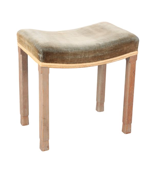 A GEORGE VI LIMED OAK CORONATION STOOL