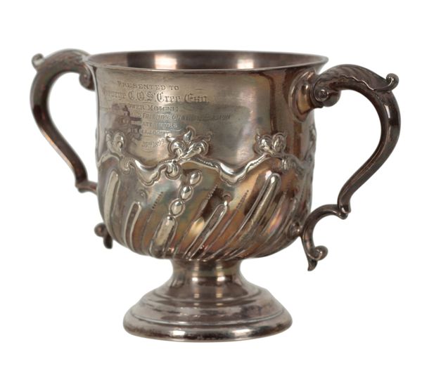 A VICTORIAN SILVER TWO-HANDLED CUP BY THOMAS BRADBURY & SONS