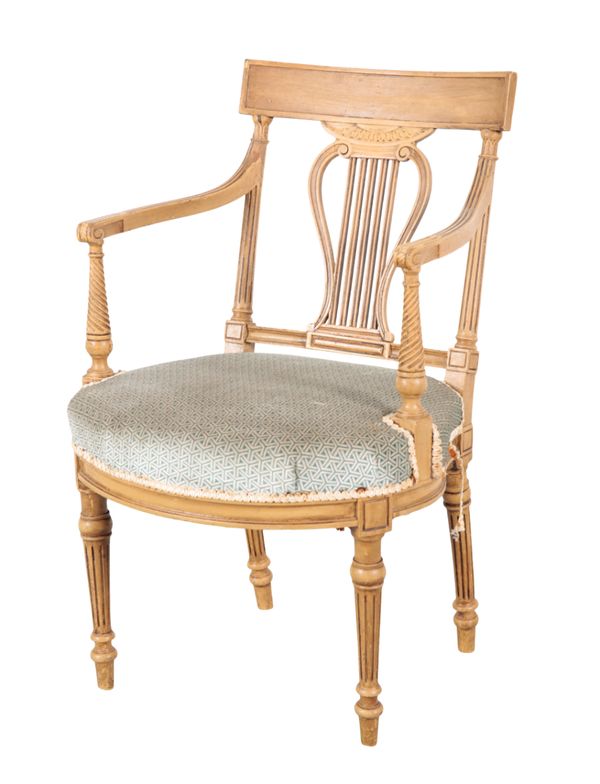 A GEORGE III STYLE PAINTED ARMCHAIR