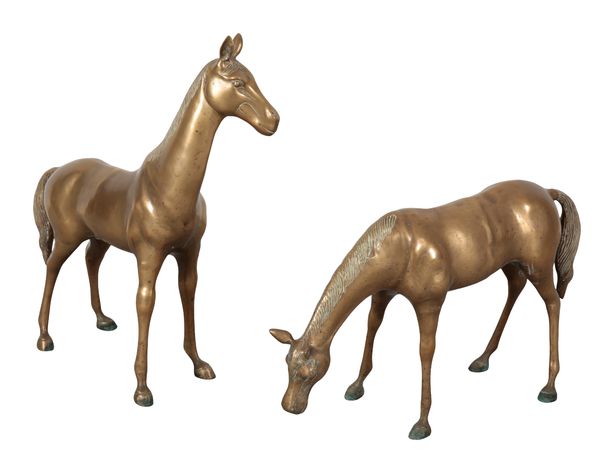 TWO BRASS MODELS OF HORSES