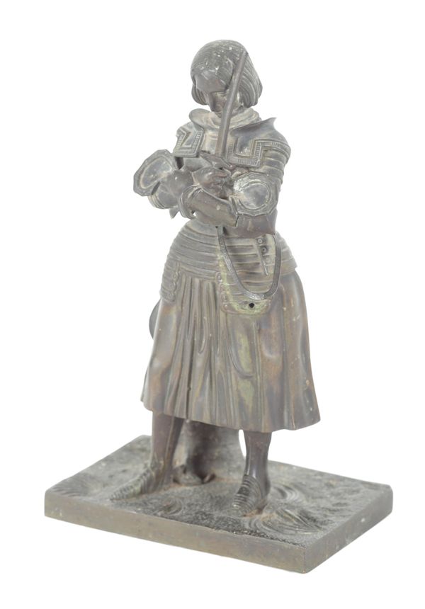 AFTER PRINCESS MARIE CHRISTINE D'ORELANS, A BRONZE FIGURE OF JOAN OF ARC PRAYING