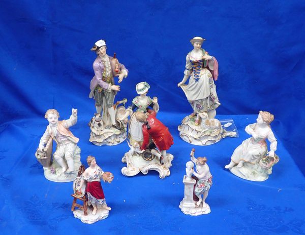 A COLLECTION OF MEISSEN STYLE FIGURES