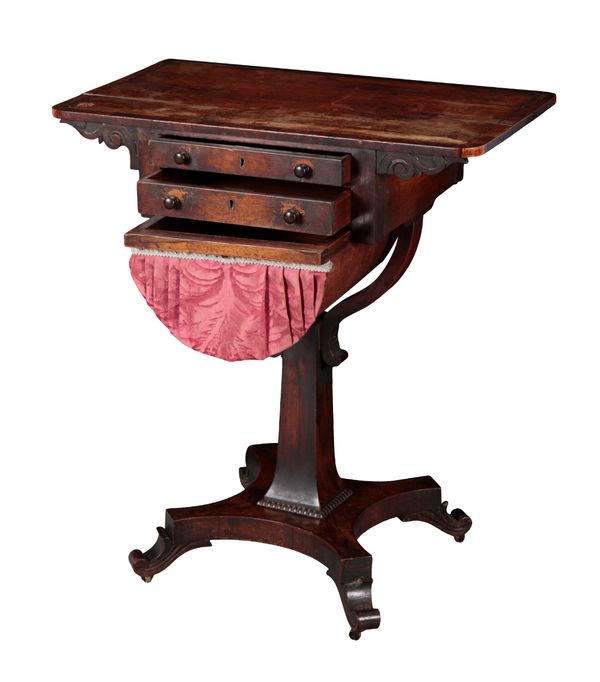 A WILLIAM IV ROSEWOOD WORK TABLE