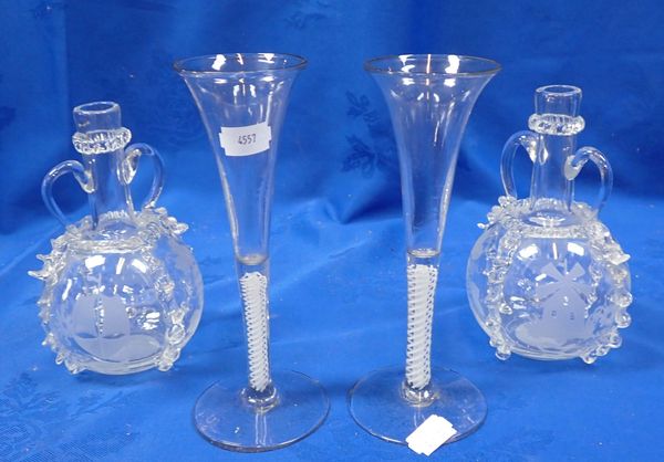 A PAIR OF WHITE TWIST-STEM GLASSES