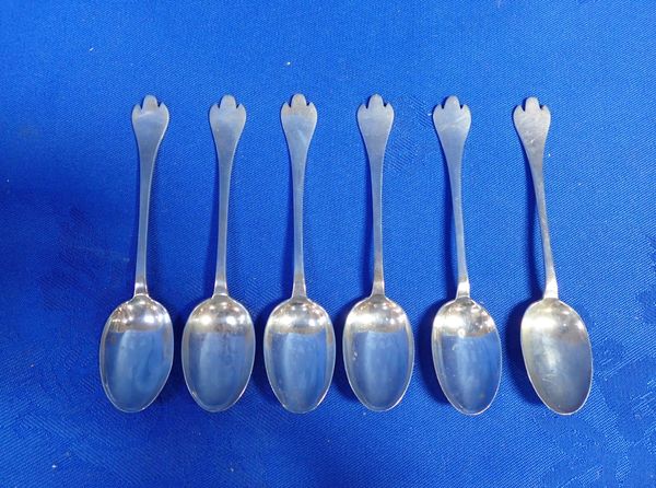 A SET OF SIX SILVER TREFID TEASPOONS