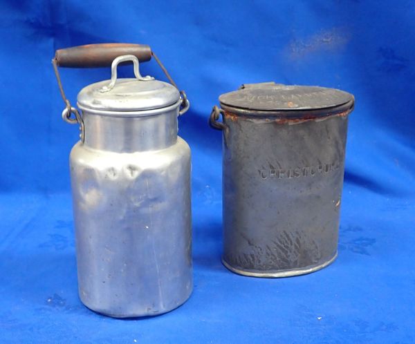 A TINNED OVAL MILK CAN 'WICK LANE DAIRY, CHRISTCHURCH'