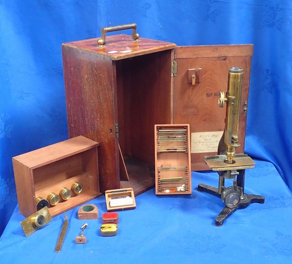 A 19th CENTURY MONOCULAR MICROSCOPE, W & T. C. HEATH, DEVONPORT