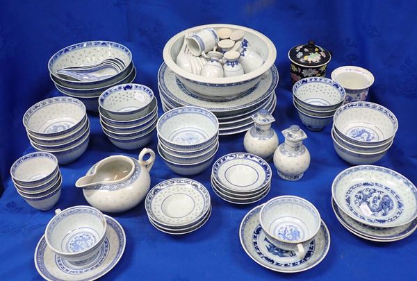 A RICE PATTERN PART TEA AND DINNER SERVICE