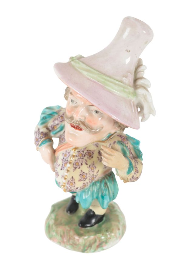 AN 18TH CENTURY DUESBURY & CO DERBY PORCELAIN FIGURE - 'MANSION HOUSE DWARF'