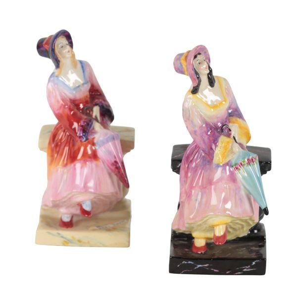 TWO PLANT TUSCAN BONE CHINA FIGURES - 'APRIL SHOWERS'