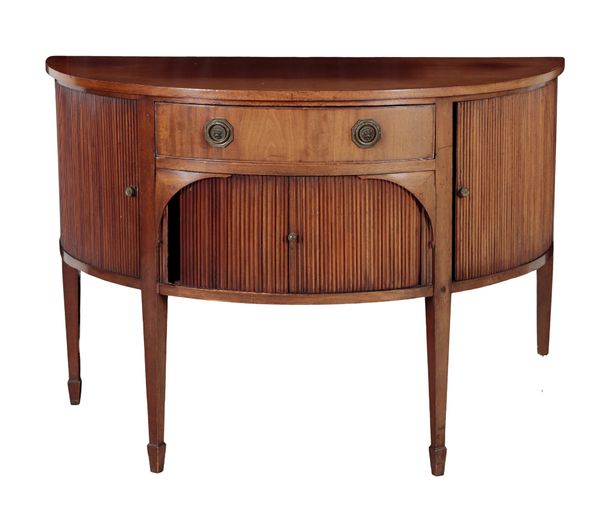 A GEORGE III MAHOGANY DEMI-LUNE SIDEBOARD