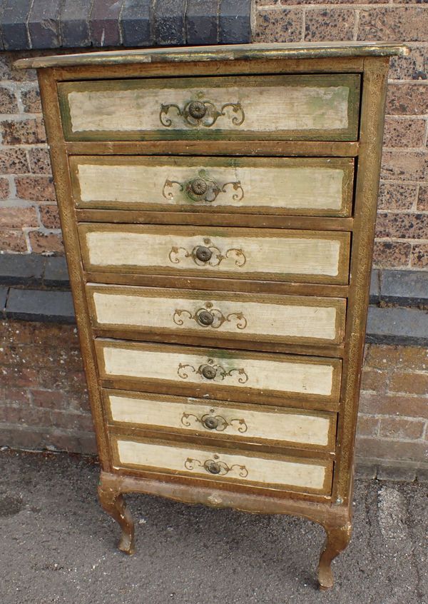 A FLORENTINE GILT AND PAINTED SEMAINIER CHEST