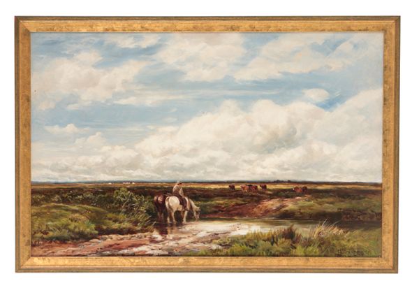 EDMUND MORISON WIMPERIS (1835-1901) A MOORLAND LANDSCAPE WITH HORSES