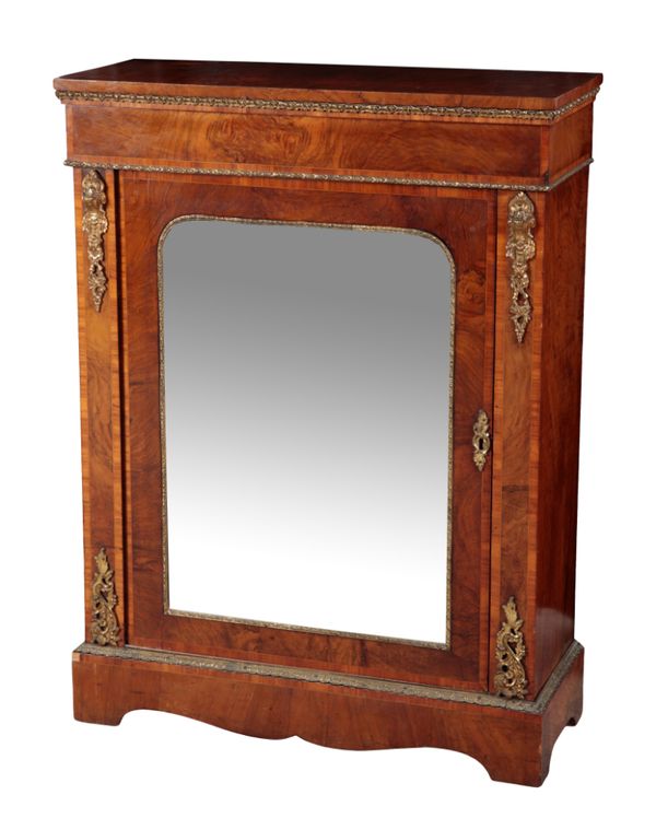 A VICTORIAN BURR WALNUT AND GILT METAL MOUNTED CABINET