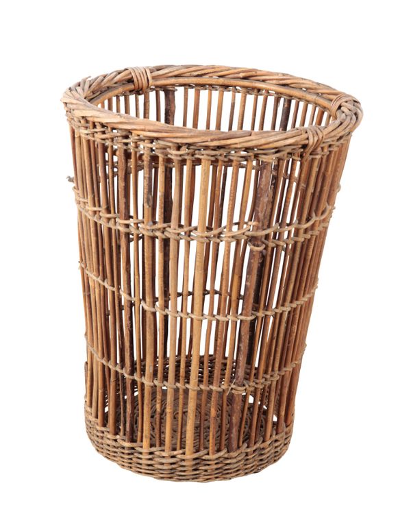 A WICKER CANE BASKET