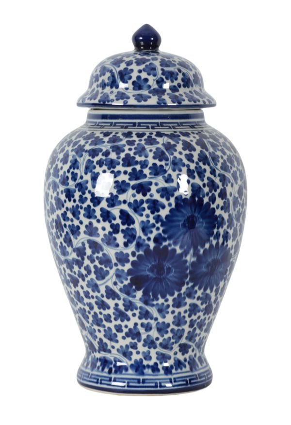 A BLUE AND WHITE GINGER JAR