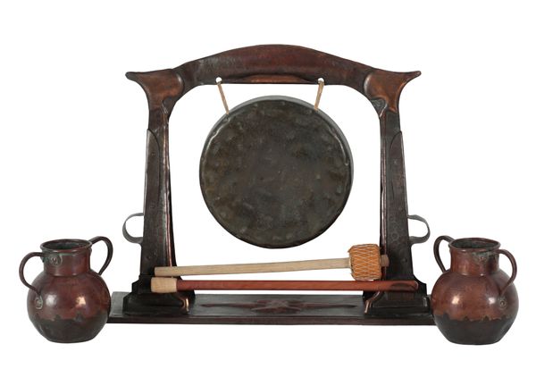 AN ART NOUVEAU STYLE COPPER TABLE GONG