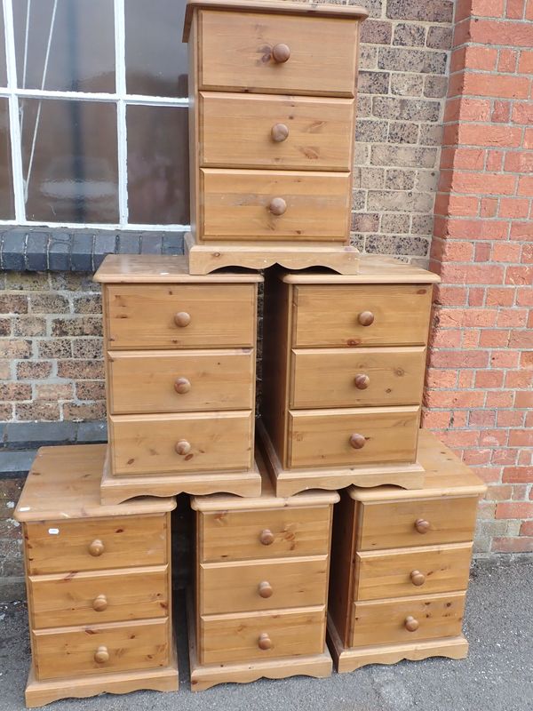 SIX PINE BEDSIDE CHESTS