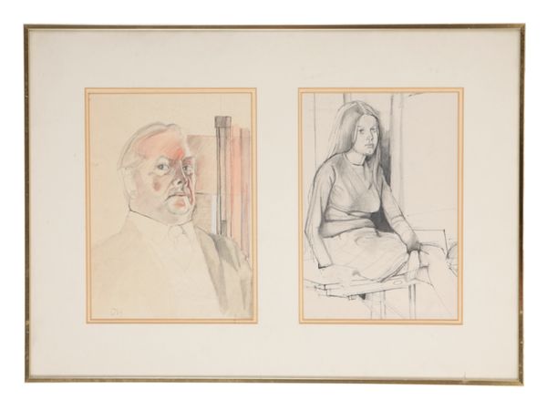 O.H. (?), 20TH CENTURY SCHOOL, PORTRAITS OF FATHER AND DAUGHTER