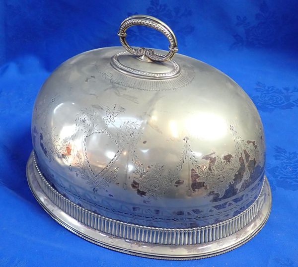 A SILVER-PLATED DISH COVER