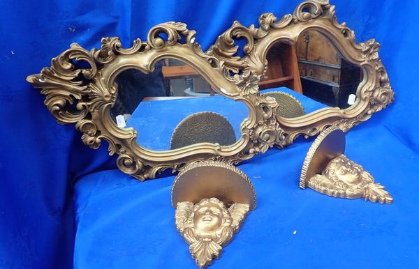 A PAIR OF GILT ROCOCO STYLE MIRRORS