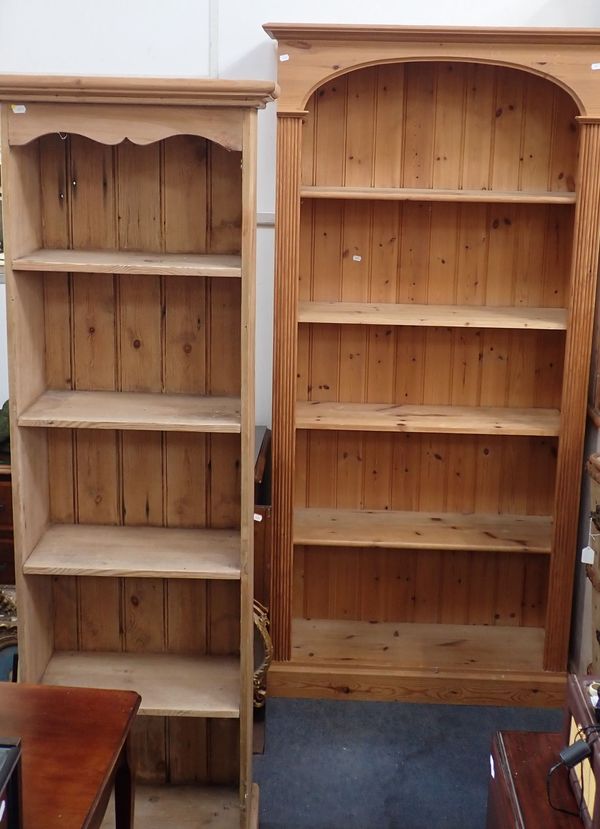 A VICTORIAN STYLE PINE NARROW BOOKCASE