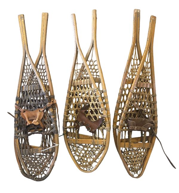 THREE PAIRS OF VINTAGE SNOWSHOES