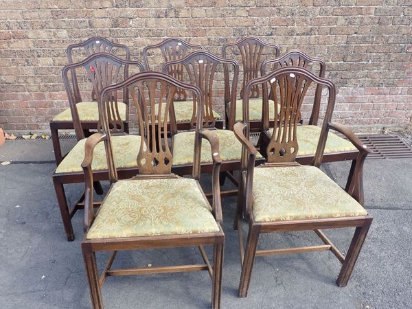 A SET OF EIGHT GEORGE III STYLE MAHOGANY DINING CHAIRS