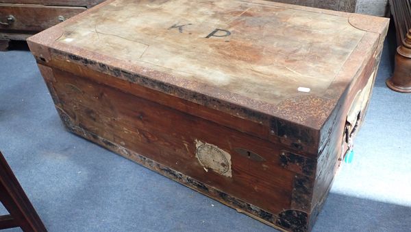 A ZINC-LINED TRAVELLING TRUNK
