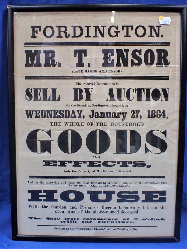 A 19TH CENTURY LETTERPRESS DORSET AUCTION POSTER