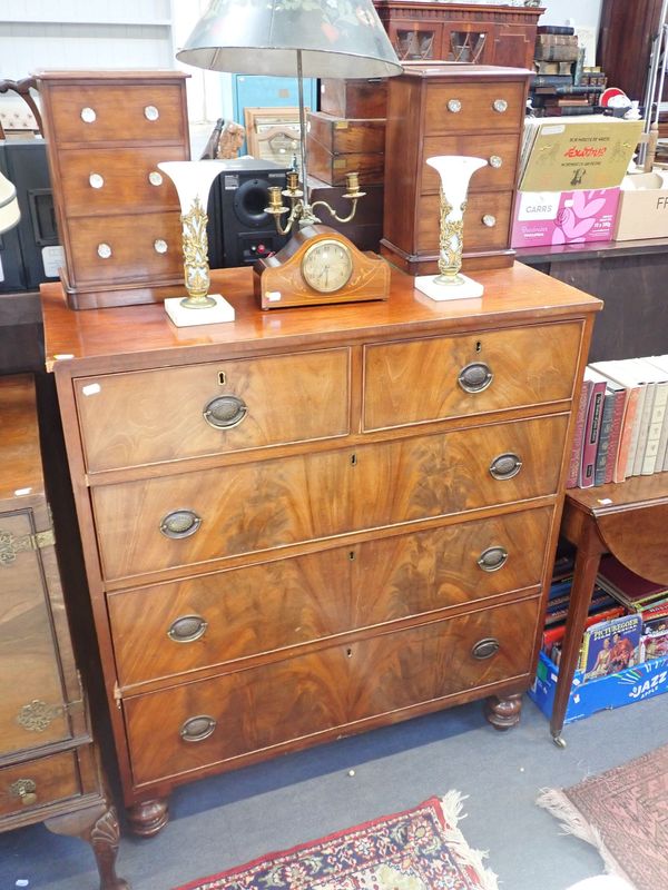 A 19TH CENTURY MAHOGANY CHEST OF DRAWERS