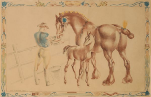 *JOHN SKEAPING (1901-1980) 'Mare and Foal' A Schools Print