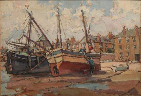 HURST BALMFORD (1871-1950) 'St Ives - Fishing Boats on the Wharf '