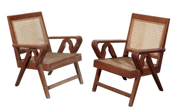PIERRE JEANNERET (1896-1967) FOR CHANDIGARH: A PAIR OF TEAK ARMCHAIRS PJ-010705