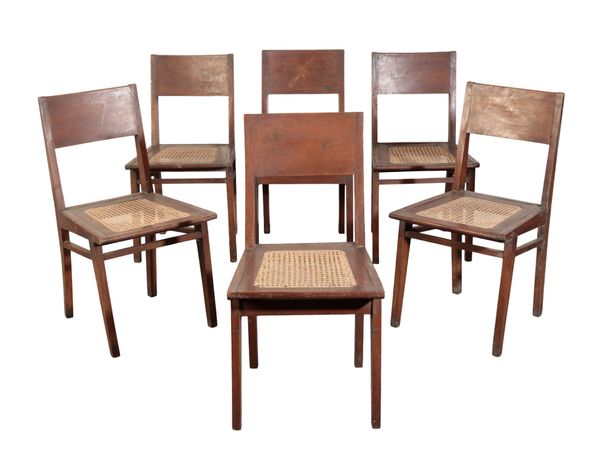 PIERRE JEANNERET (1896-1967)  FOR CHANDIGARH: A SET OF SIX TEAK CHAIRS PJ-010512T