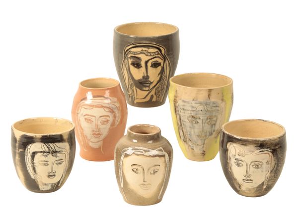 *SUSHILA SINGH (1904-1999): A group of six art pottery vases