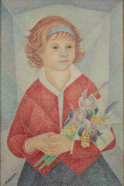 *MARIE VOROBIEFF MAREVNA (1892-1984) 'Une Fillette au Bouquet (1967)'